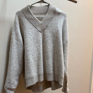 Lululemon Athletica Heather Gray V-Neck Sweater